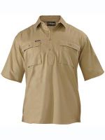 BSC1433 Closed Front Mens Cotton Drill Shirt - Short Sleeve