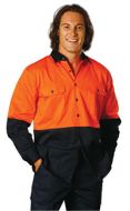 SW54  High Visibility Cotton Drill Safety Shirt Long Sleeves 